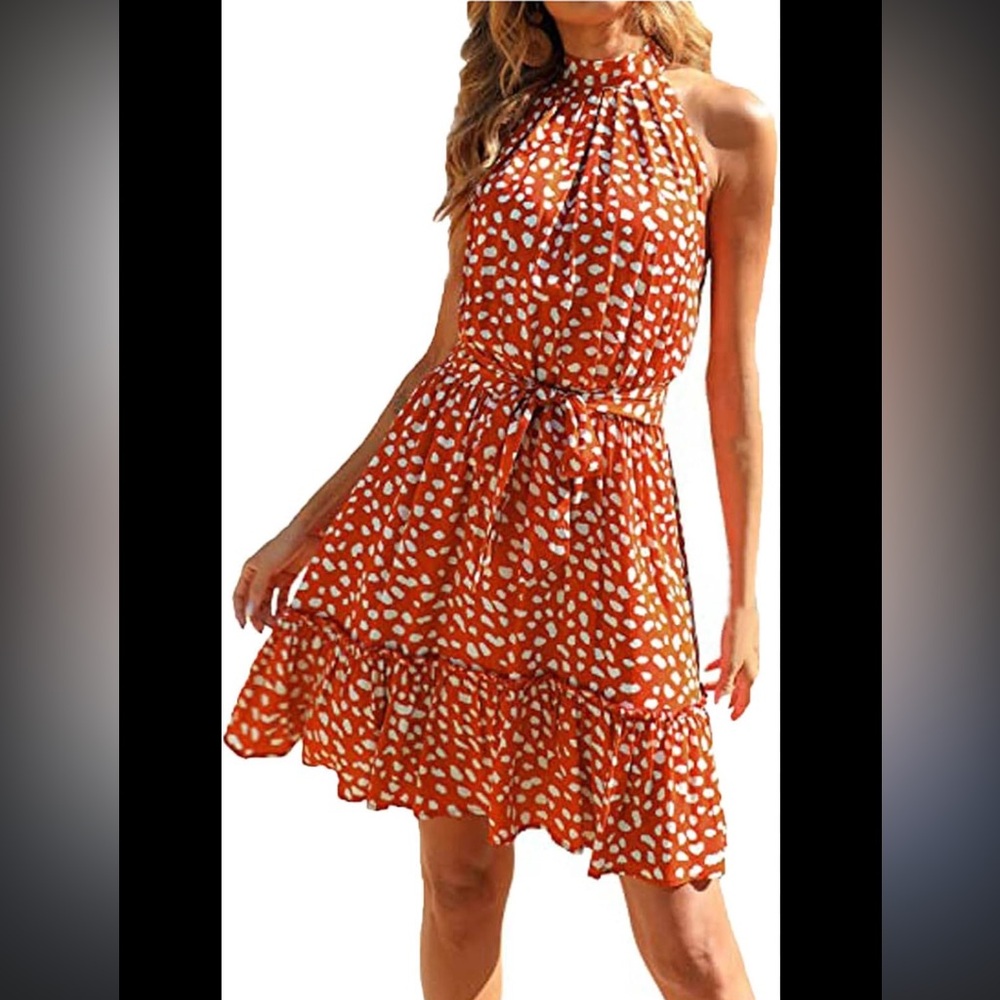 Cute Pleated Front Halter Dress